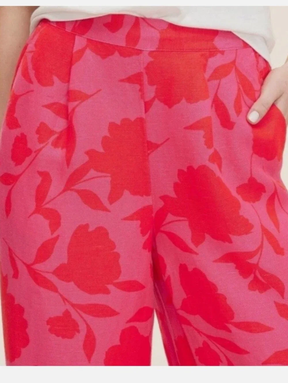 #287. Kate Spade Hot Pink Wide-Leg Floral Pants with Red Pattern X Target